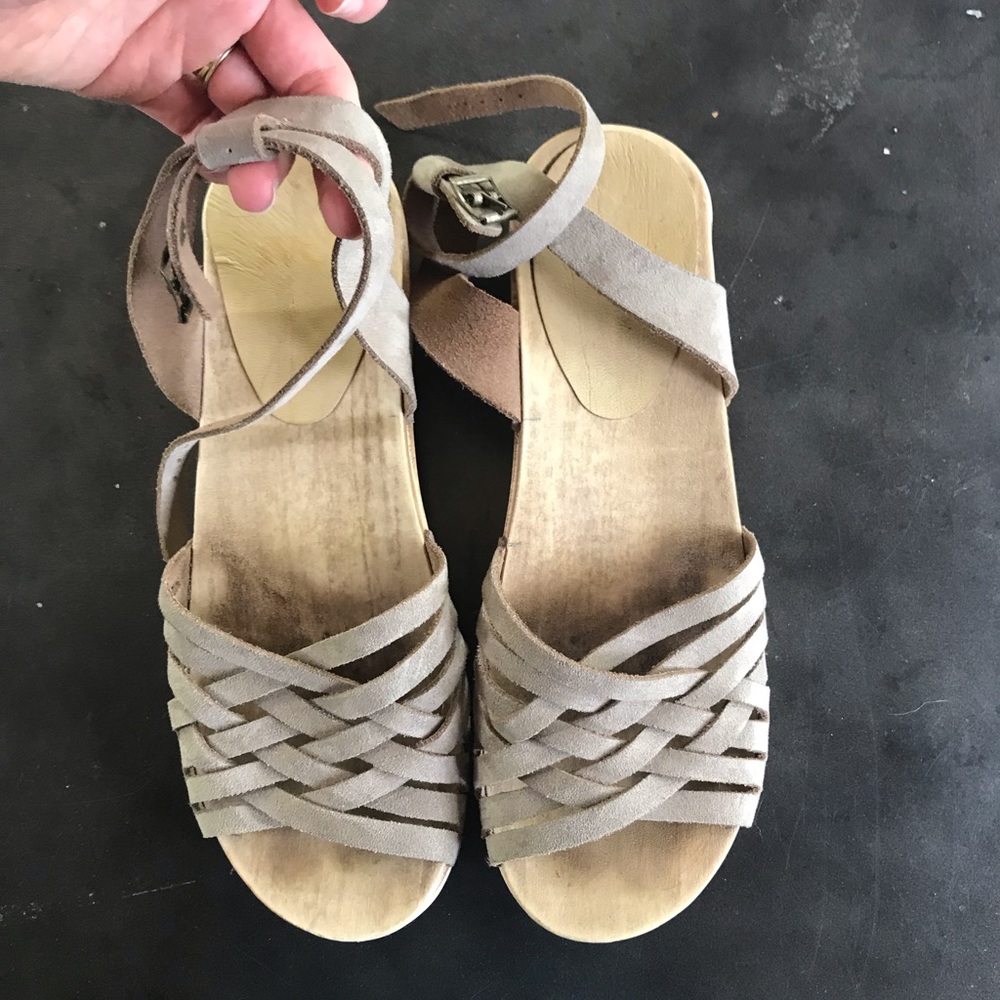 Basketweave clog sandals